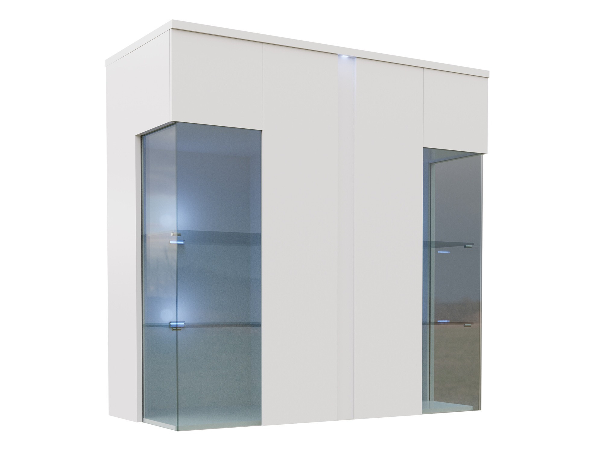 Sideboard Florem III (Weiss + Weiss glänzend)