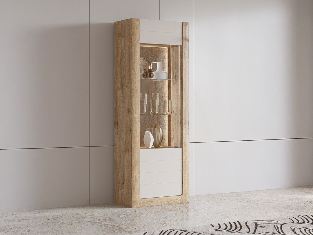 Regal Sovera 101 (Goldene Eichenholzoptik + Hellgrau)