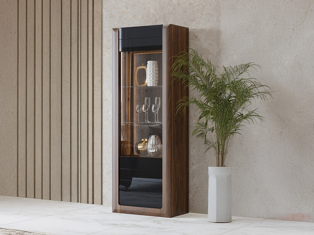 Regal Sovera 101 (Nussholzoptik + Schwarz glänzend)