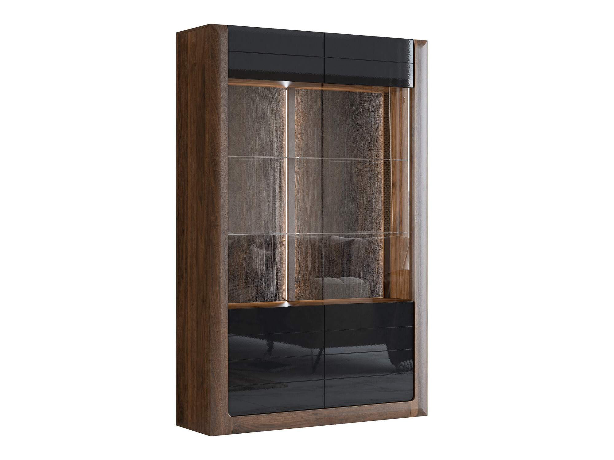 Regal Sovera 102 (Nussholzoptik + Schwarz glänzend)