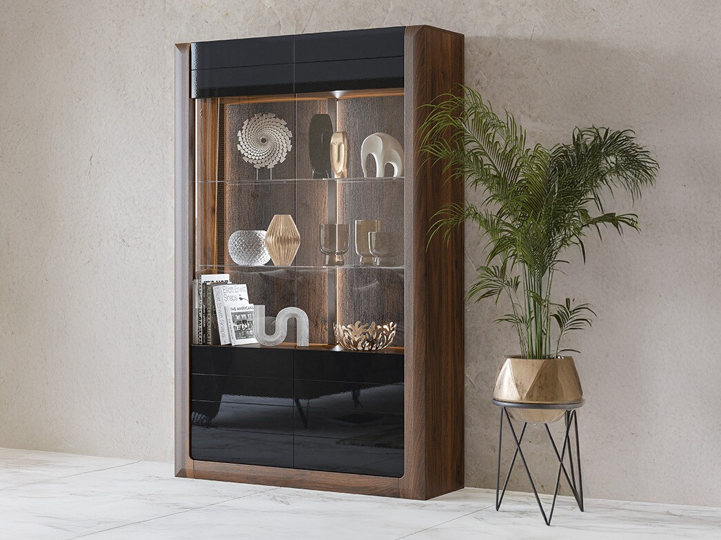 Regal Sovera 102 (Nussholzoptik + Schwarz glänzend)