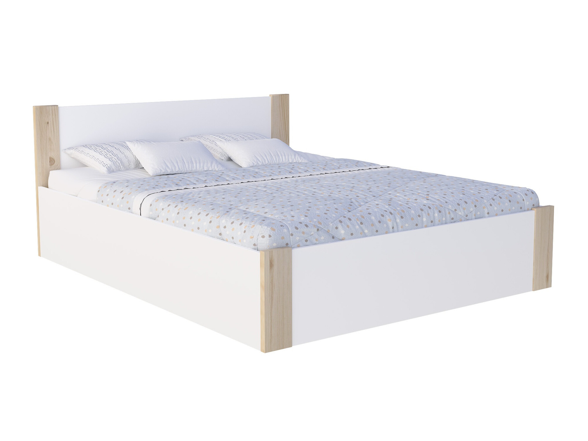 Bett Aurora 155 (Weiss + Kiefernholzoptik)