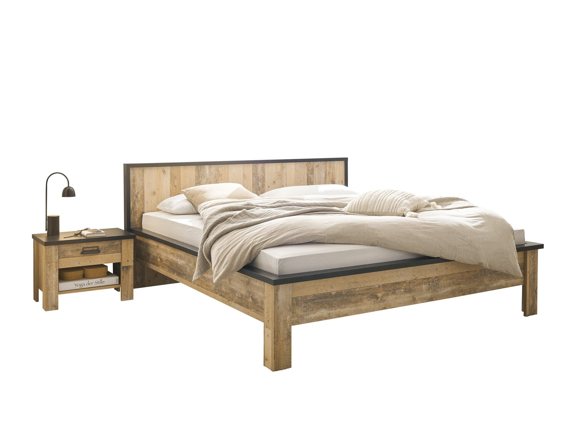 Schlafzimmer-Set Cirtale 128 (Gealtertes Holz + Anthrazit)
