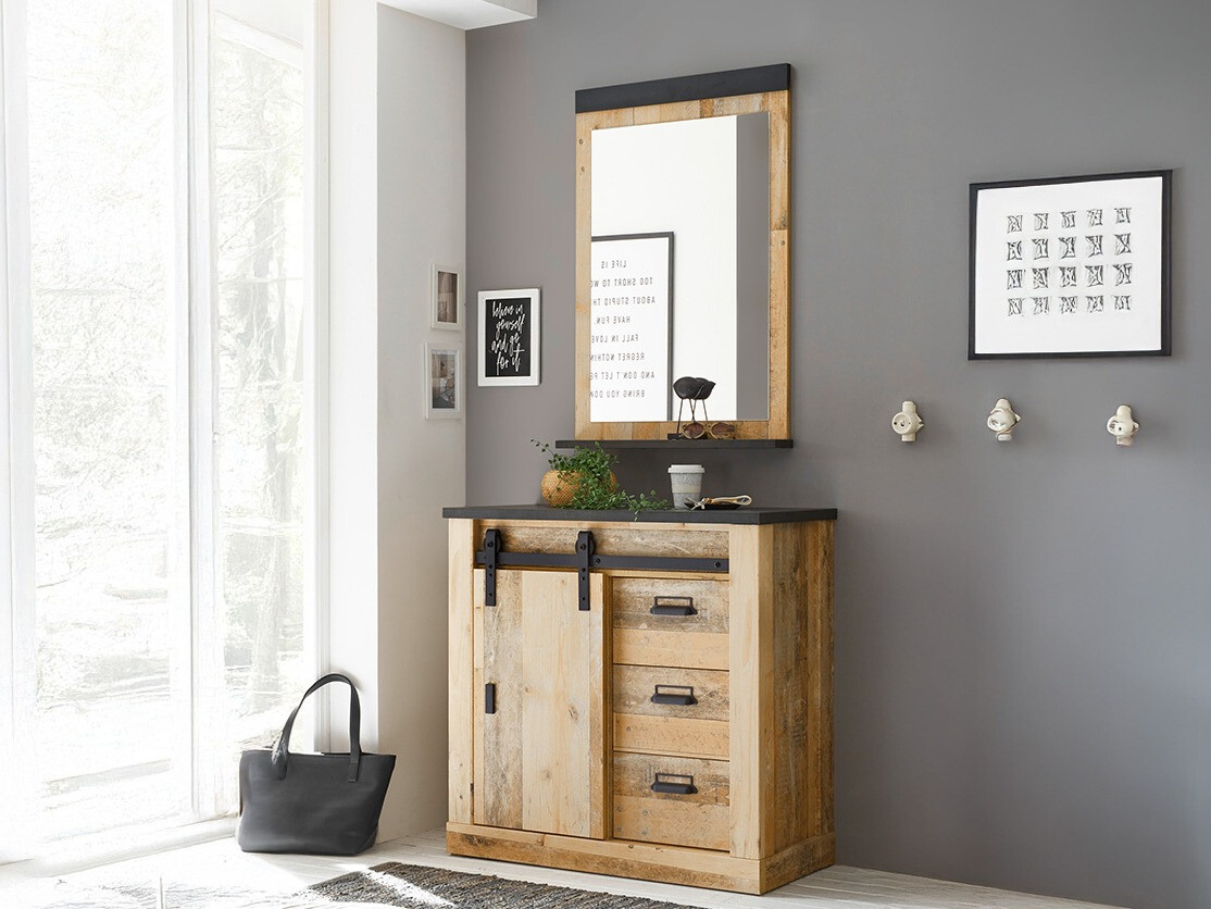 Flurgarnitur Cirtale 129 (Gealtertes Holz + Anthrazit)