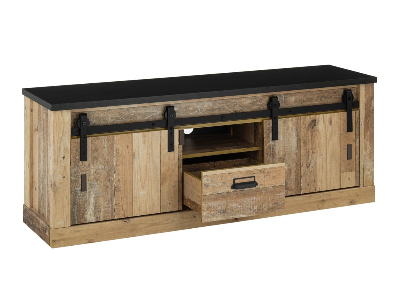 Wohnzimmer-Set Cirtale 131 (Gealtertes Holz + Anthrazit)