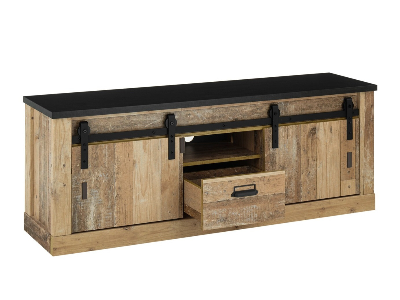 Wohnzimmer-Set Cirtale 131 (Gealtertes Holz + Anthrazit)