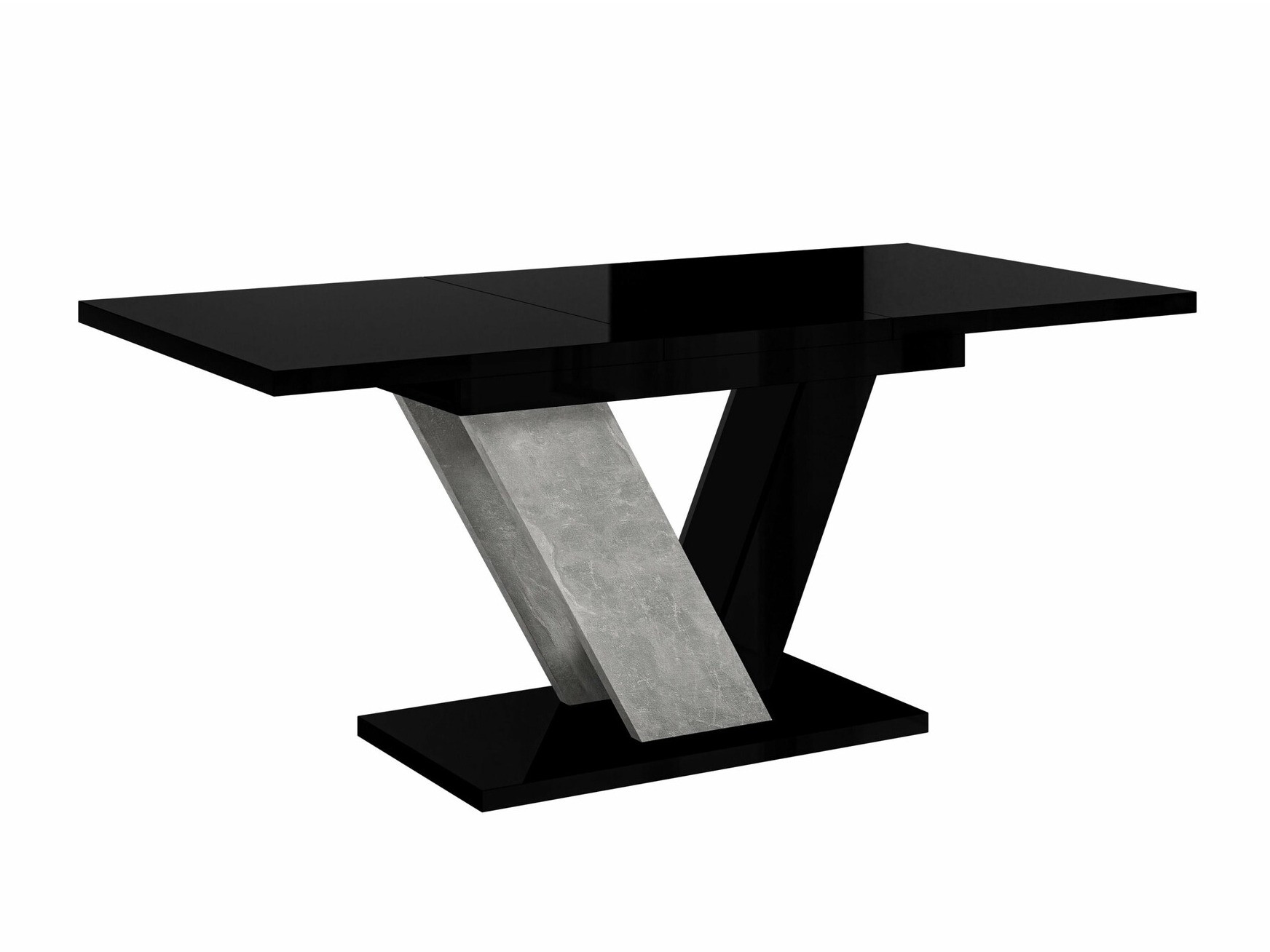 Tisch Violium (Schwarz glänzend + Beton)