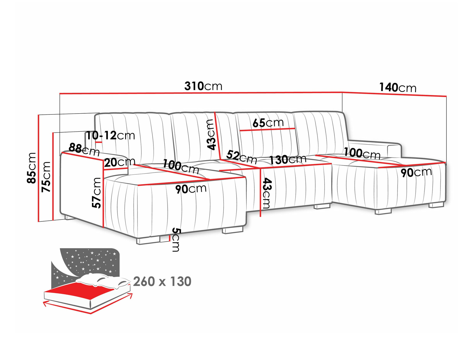 Ecksofa Modestas II (Manila 35)