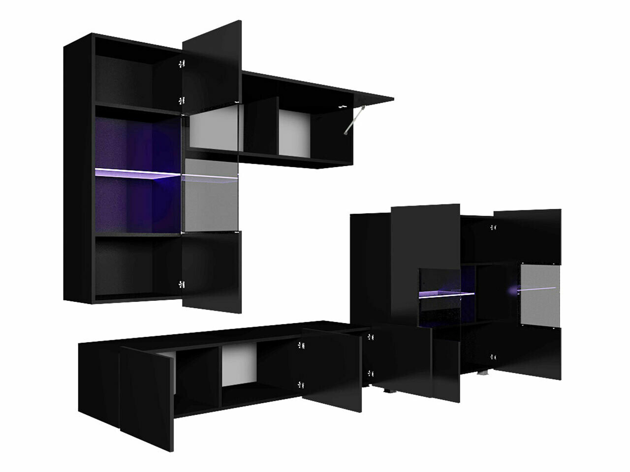 Wohnzimmer-Sets Tivdalu 107 (Goldene Eichenholzoptik + Weiss + Weiss glänzend)