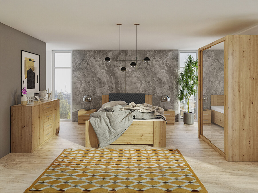 Schlafzimmer-Set Catromi 112 (Artisan-Eiche + Soft Pik 011)