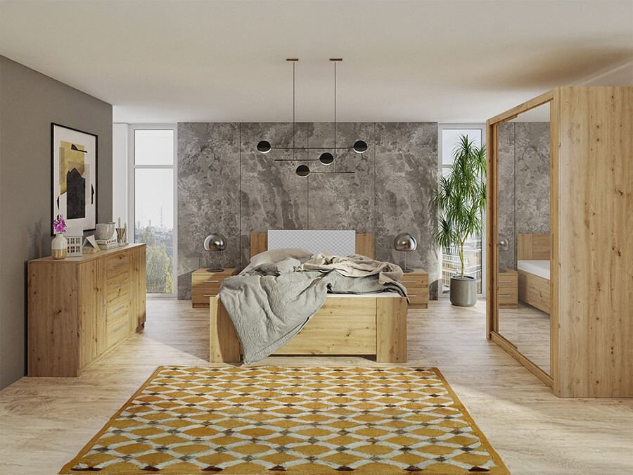 Schlafzimmer-Set Catromi 112 (Artisan-Eiche + Soft Pik 029)