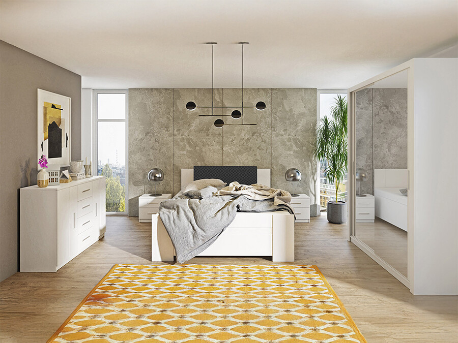 Schlafzimmer-Set Catromi 113 (Weiss + Soft Pik 011)