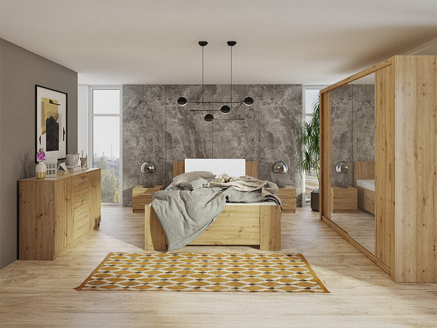 Schlafzimmer-Set Catromi 114 (Artisan-Eiche + Soft Pik 017)