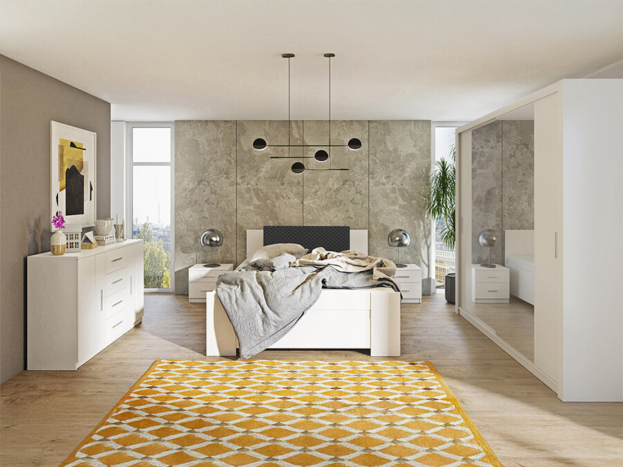 Schlafzimmer-Set Catromi 114 (Weiss + Soft Pik 011)