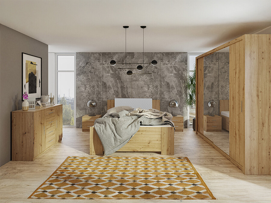 Schlafzimmer-Set Catromi 115 (Artisan-Eiche + Soft Pik 029)
