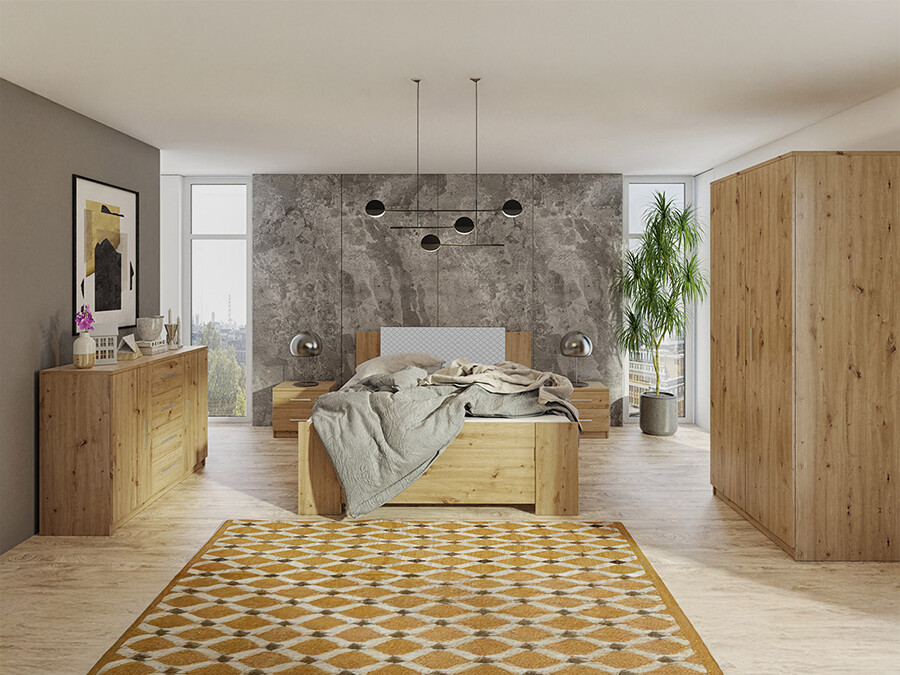 Schlafzimmer-Set Catromi 122 (Artisan-Eiche + Soft Pik 029)