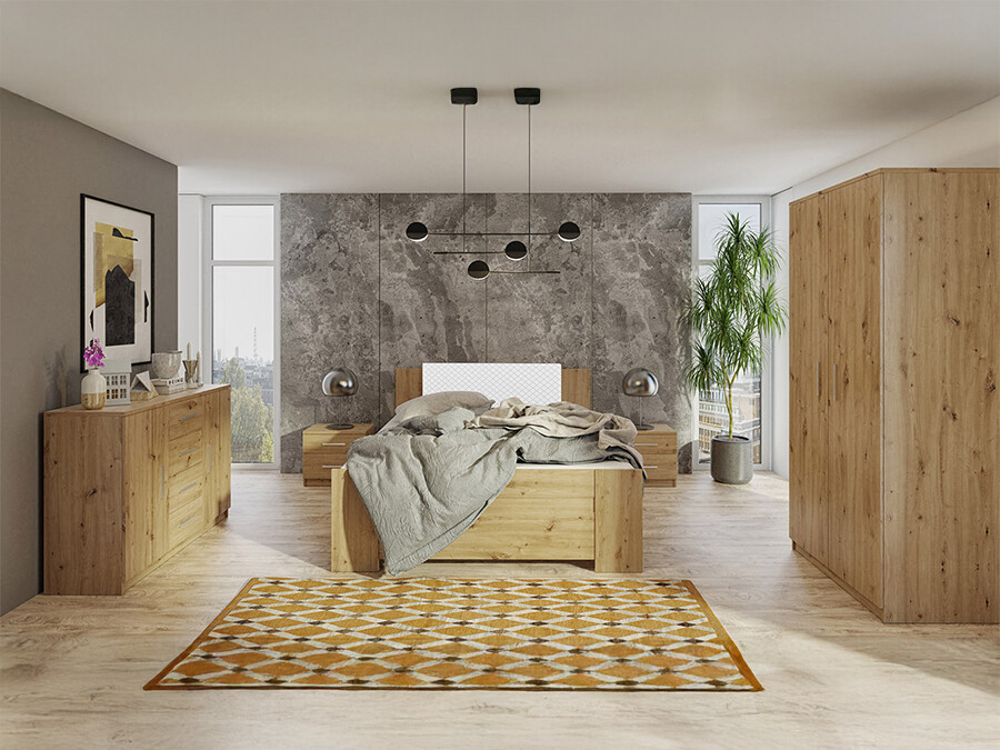 Schlafzimmer-Set Catromi 123 (Artisan-Eiche + Soft Pik 017)