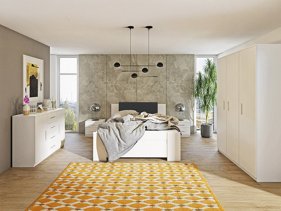 Schlafzimmer-Set Catromi 123 (Weiss + Soft Pik 011)