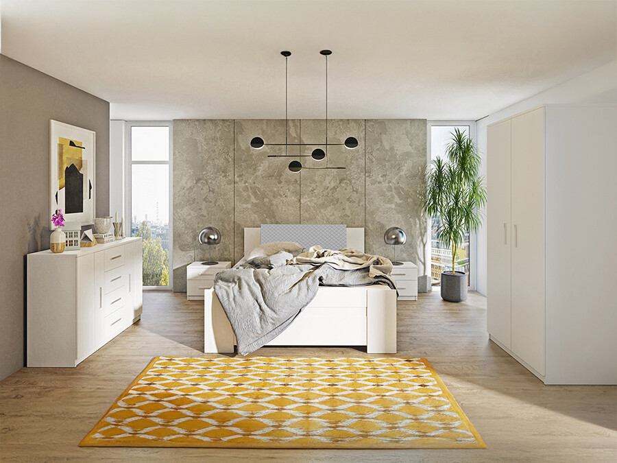 Schlafzimmer-Set Catromi 123 (Weiss + Soft Pik 029)