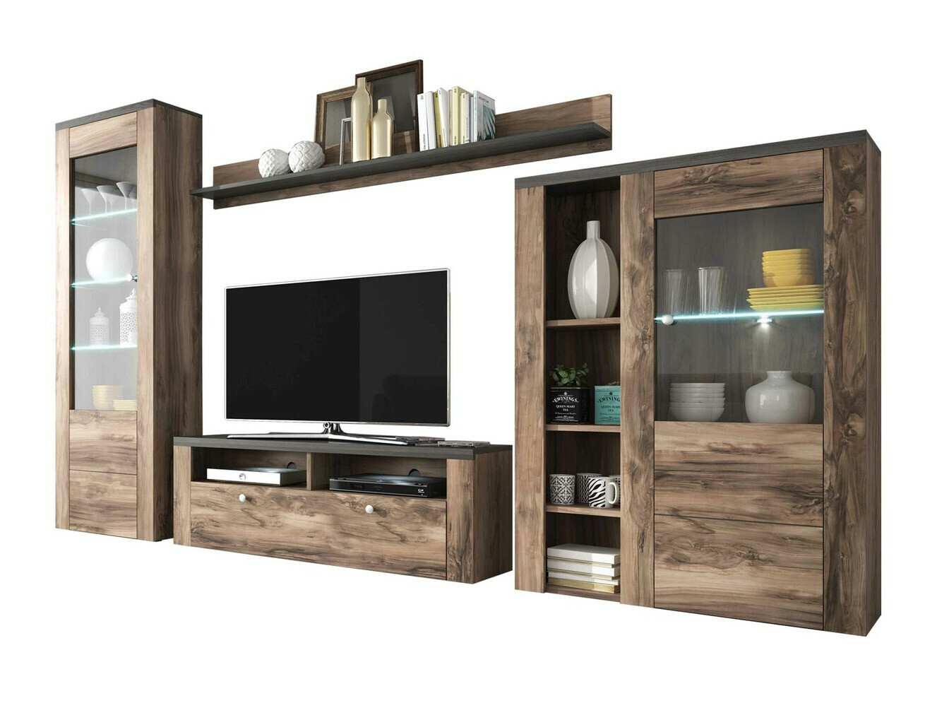 Wohnzimmer-Set Salelbo 100 (Nussholzoptik)