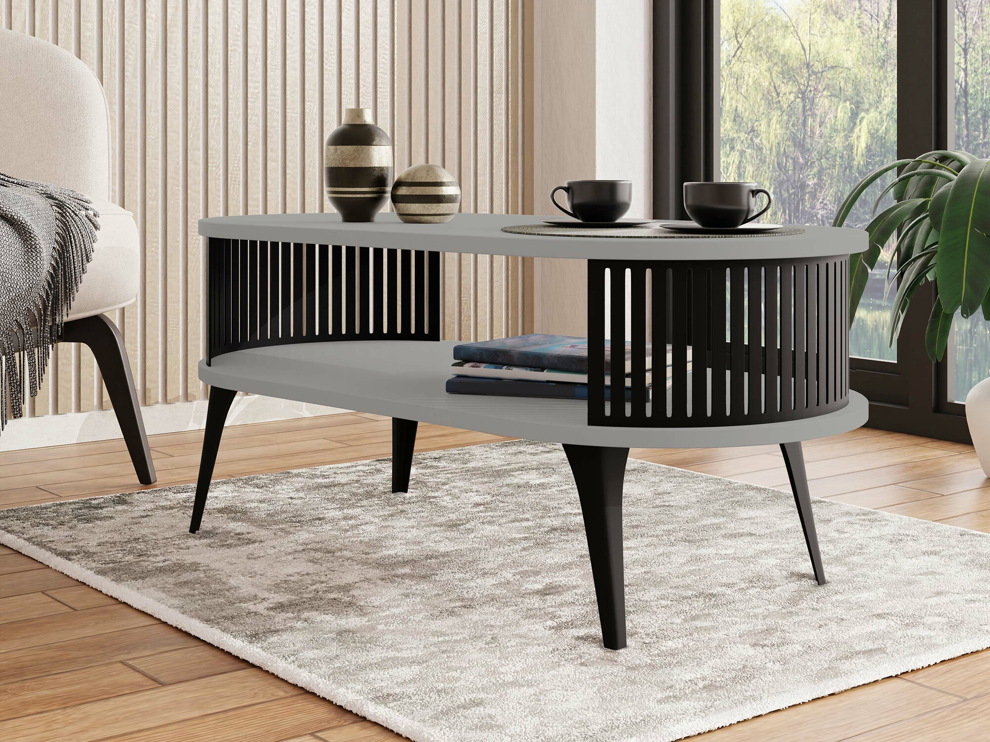 Couchtisch Sordore 105 (Schwarz + Graphit)