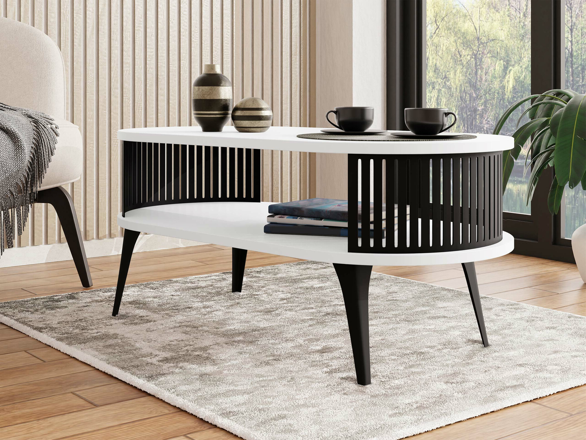 Couchtisch Vitum III (Schwarz + Weiss)