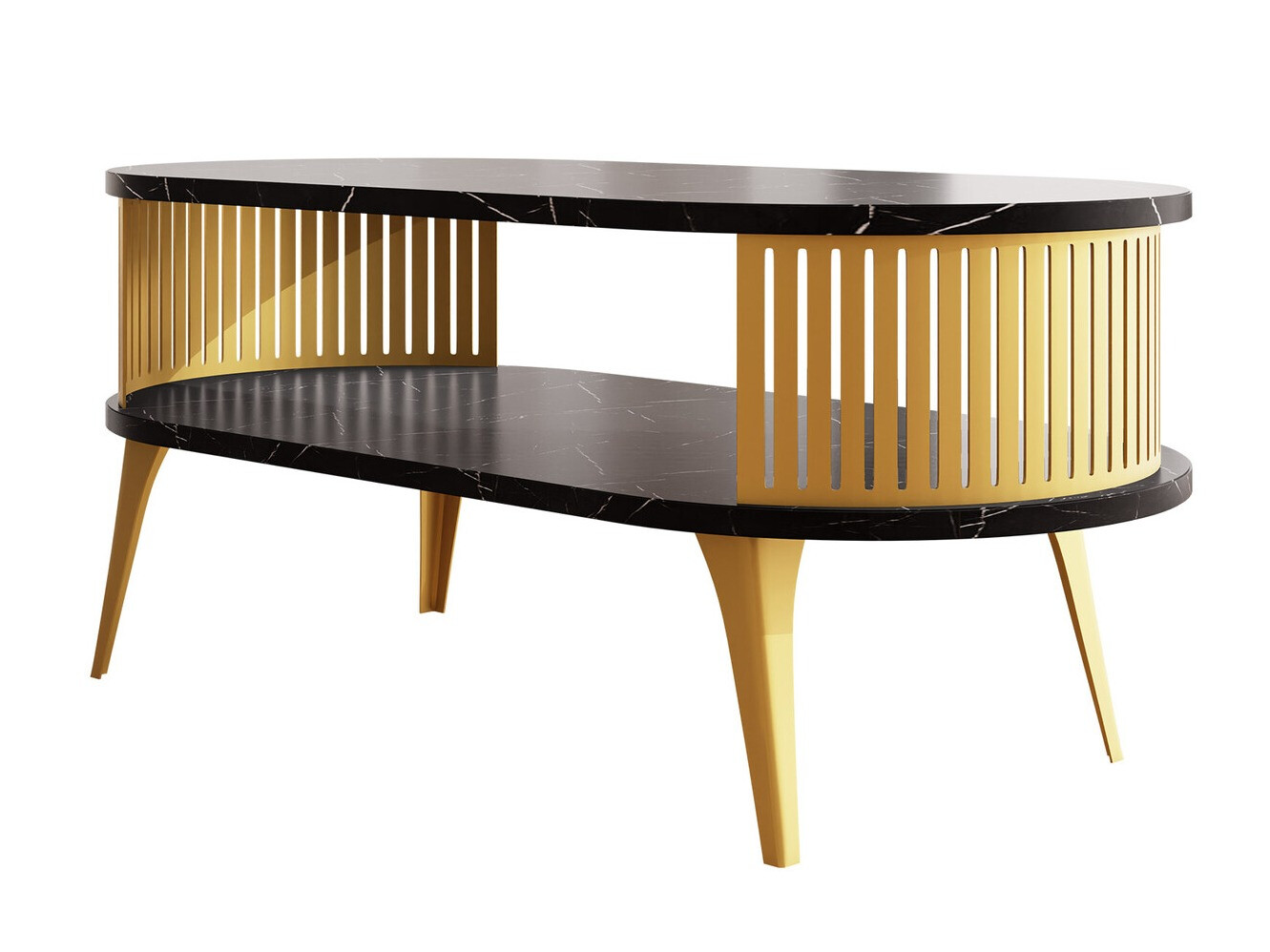 Couchtisch Vitum IV (Gold + Schwarzer Marmor)
