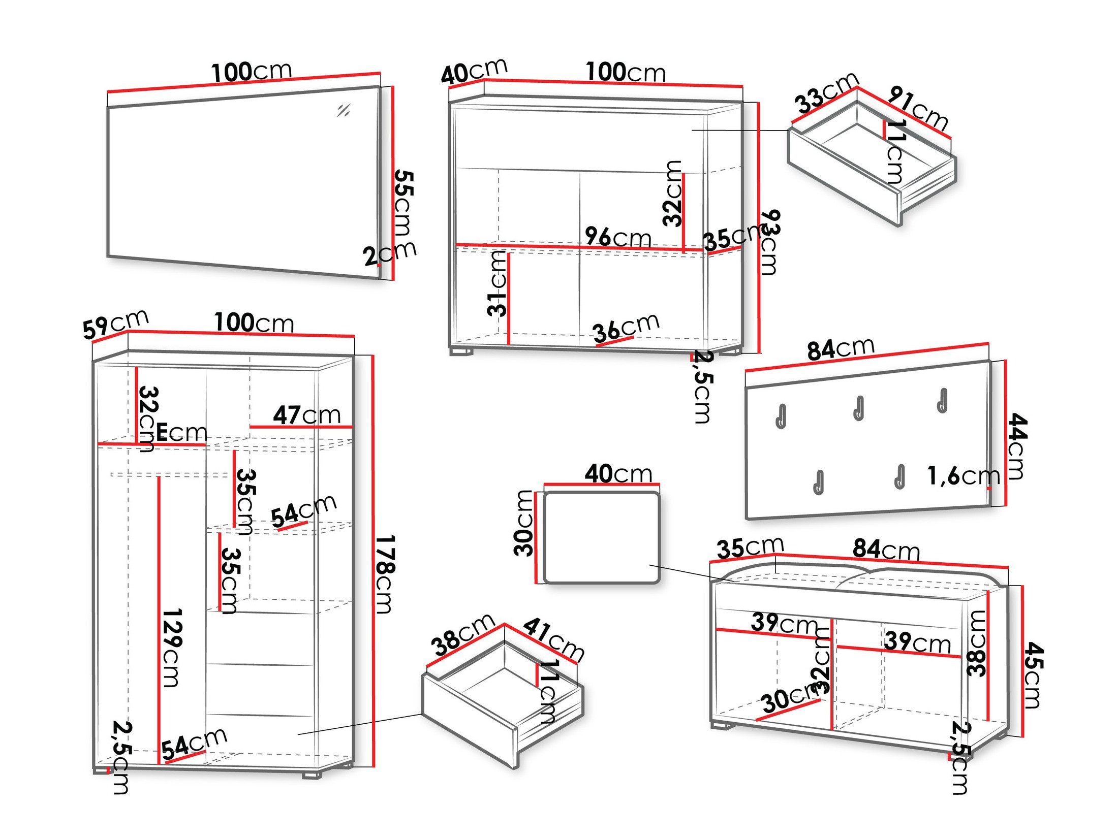 Flurgarnitur Comfivo Tutela V (Weiss)