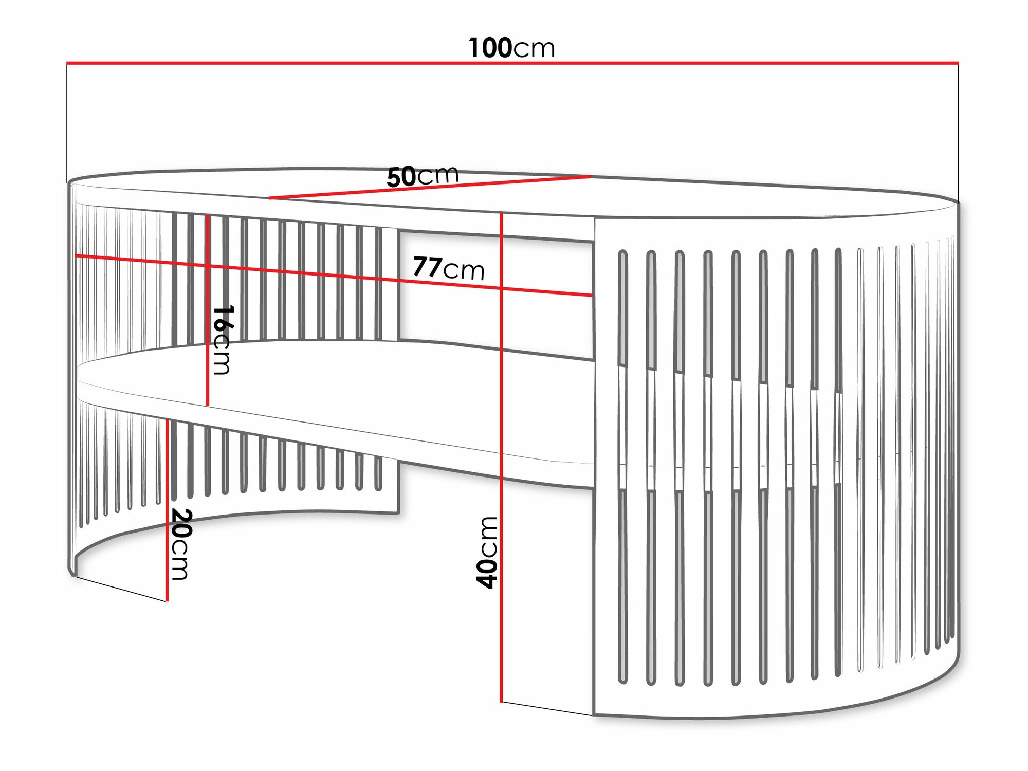 Couchtisch Civer III (Schwarz + Weiss)