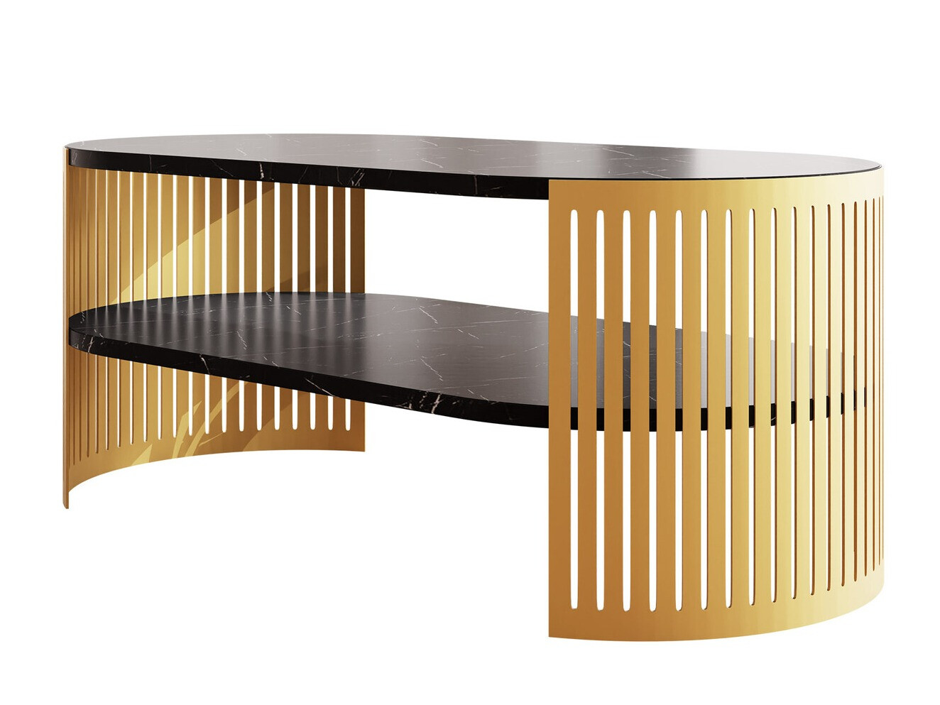 Couchtisch Civer IV (Gold + Schwarzer Marmor)