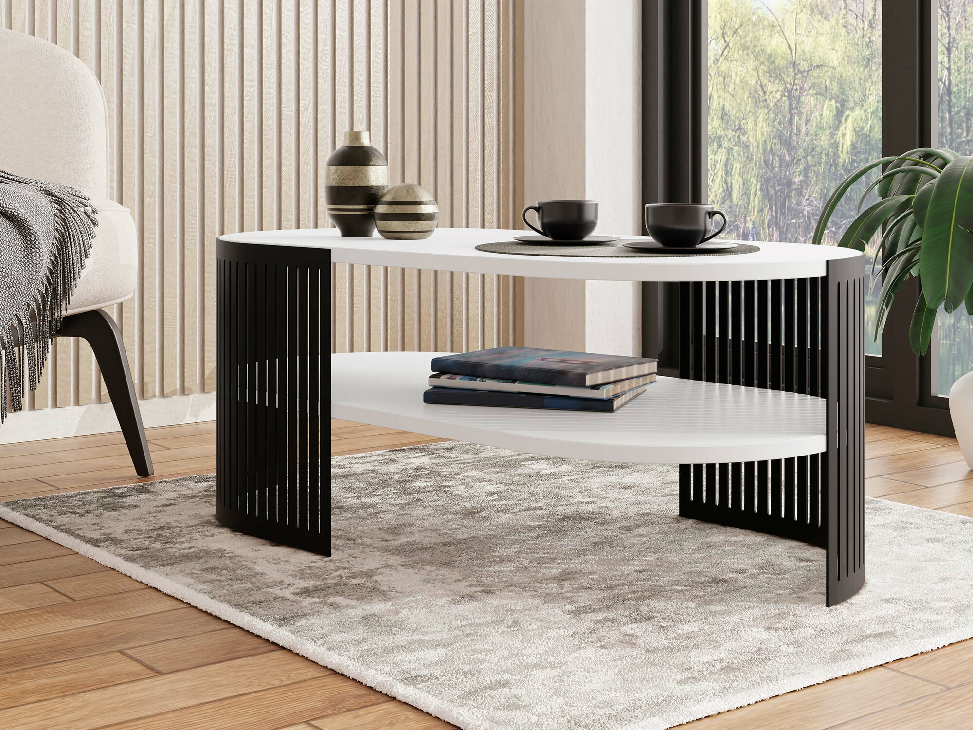 Couchtisch Civer VI (Schwarz + Weiss)