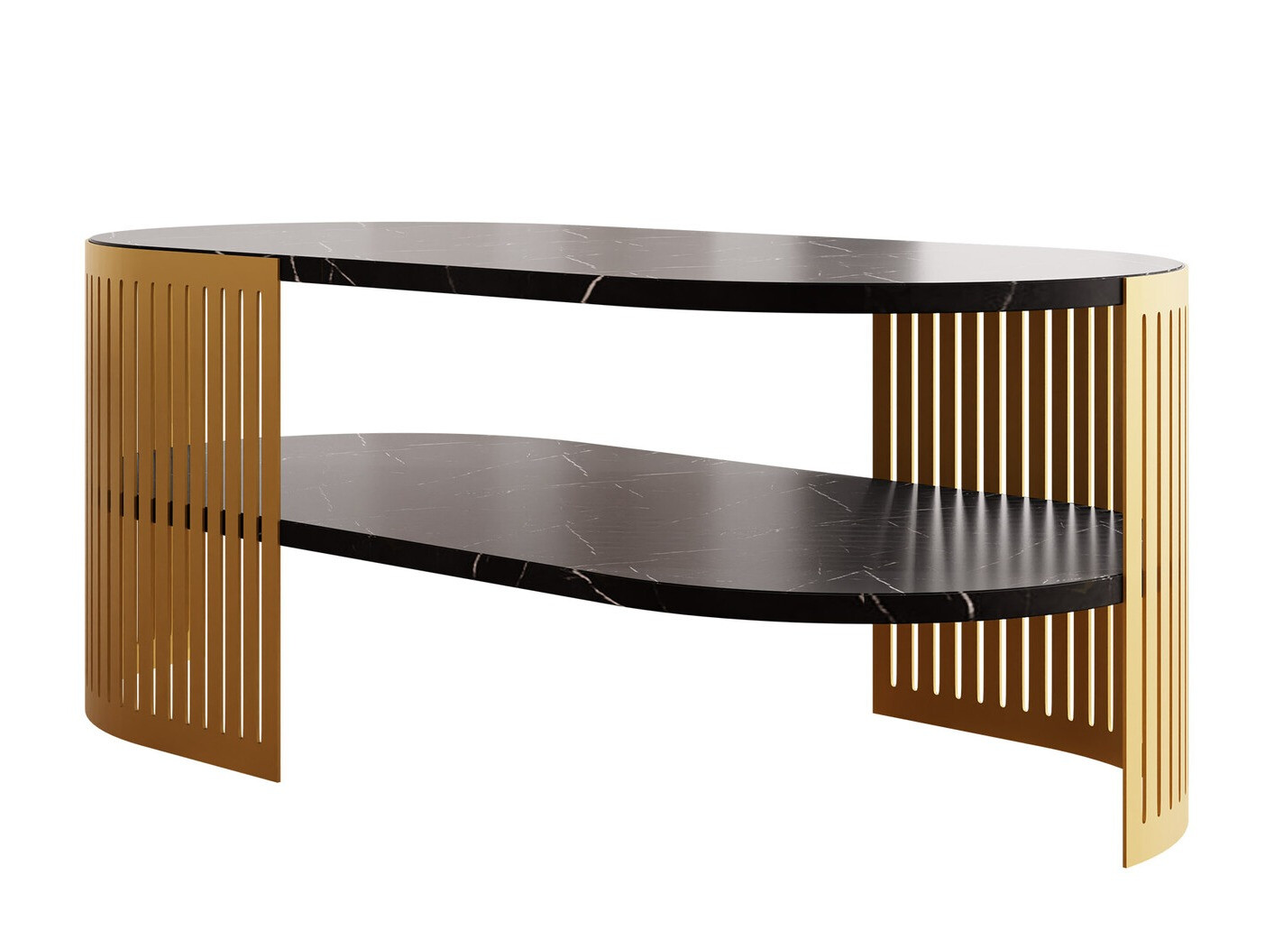 Couchtisch Civer VII (Gold + Schwarzer Marmor)