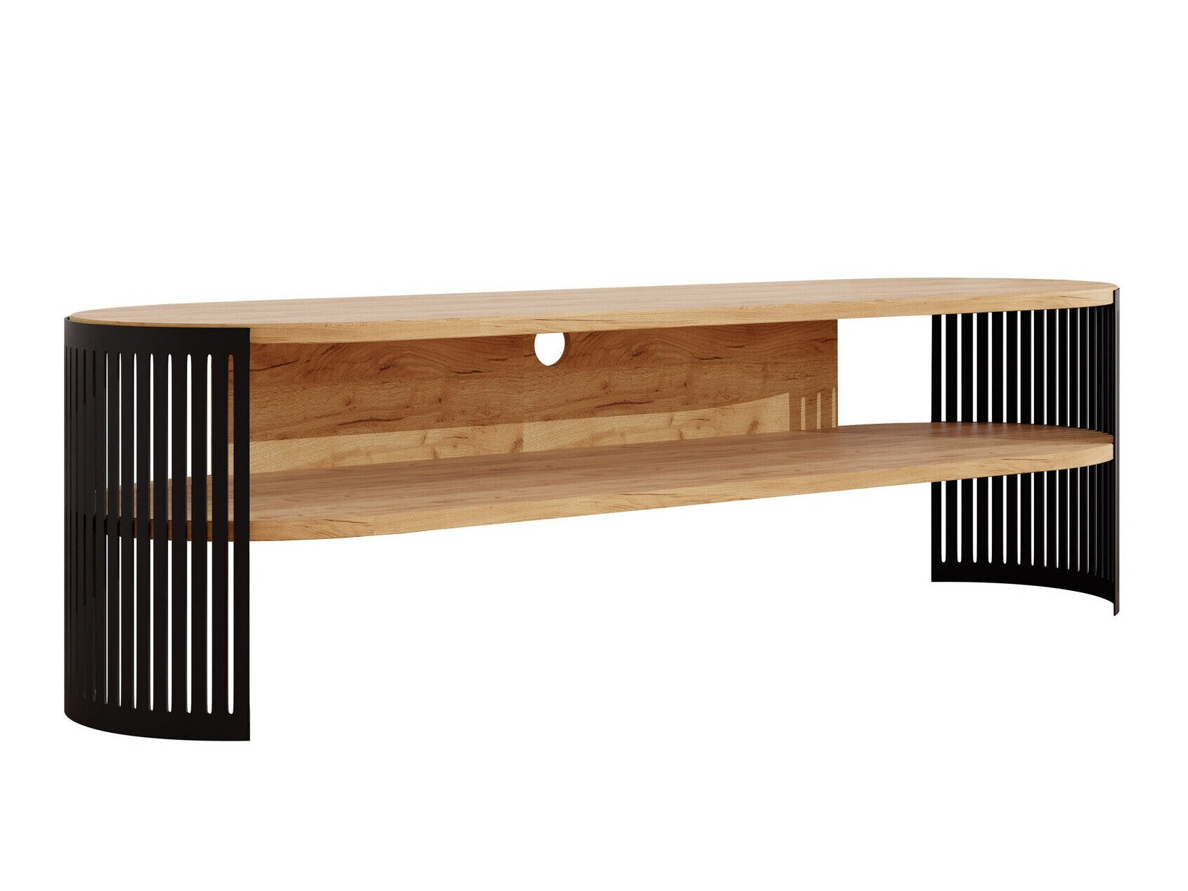 TV-Möbel Evanola 109 (Schwarz + Craft goldene Eichenholzoptik)