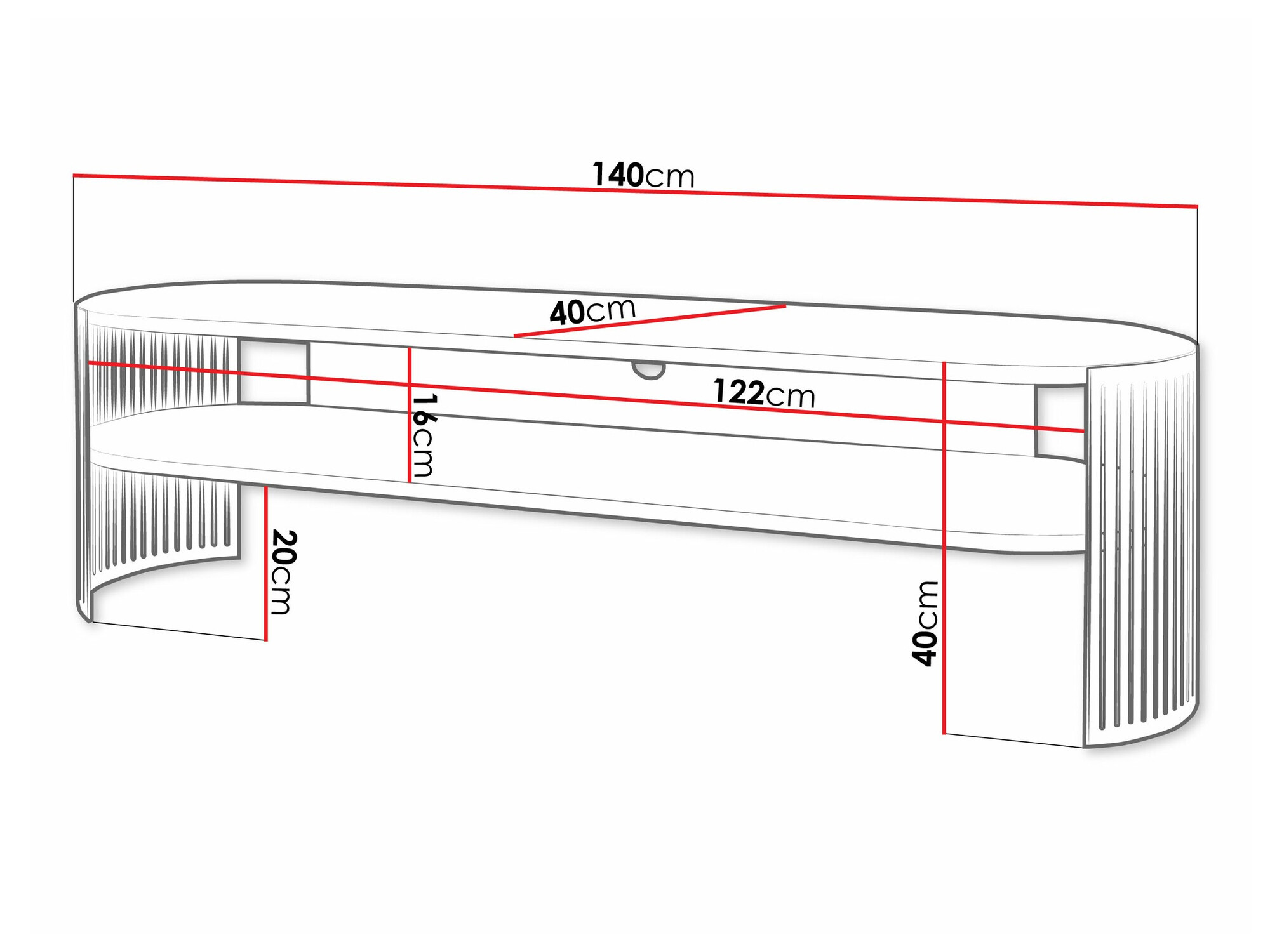 TV-Möbel Evanola 109 (Schwarz + Weiss)