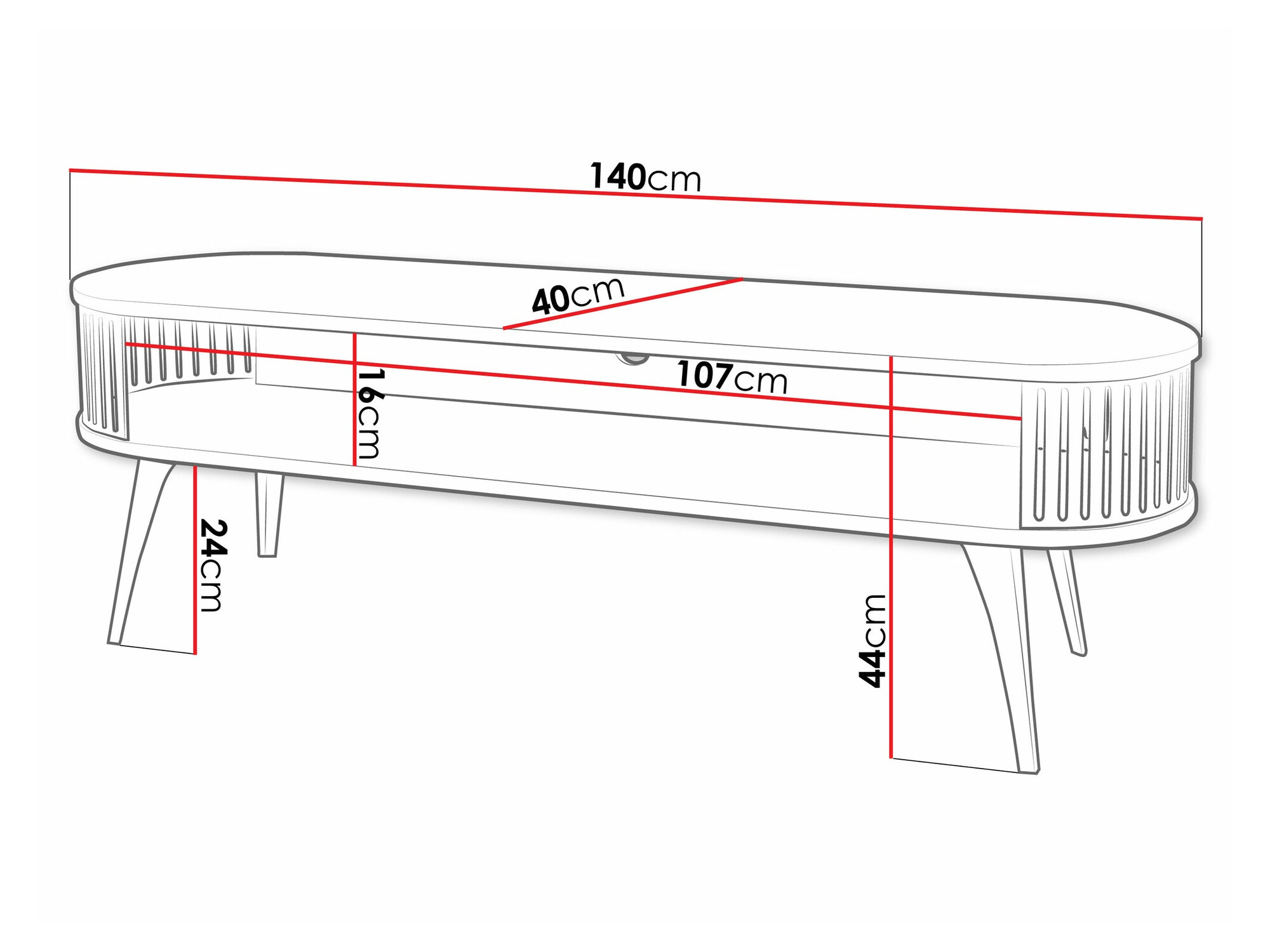 TV-Möbel Vitum I (Gold + Weiss)