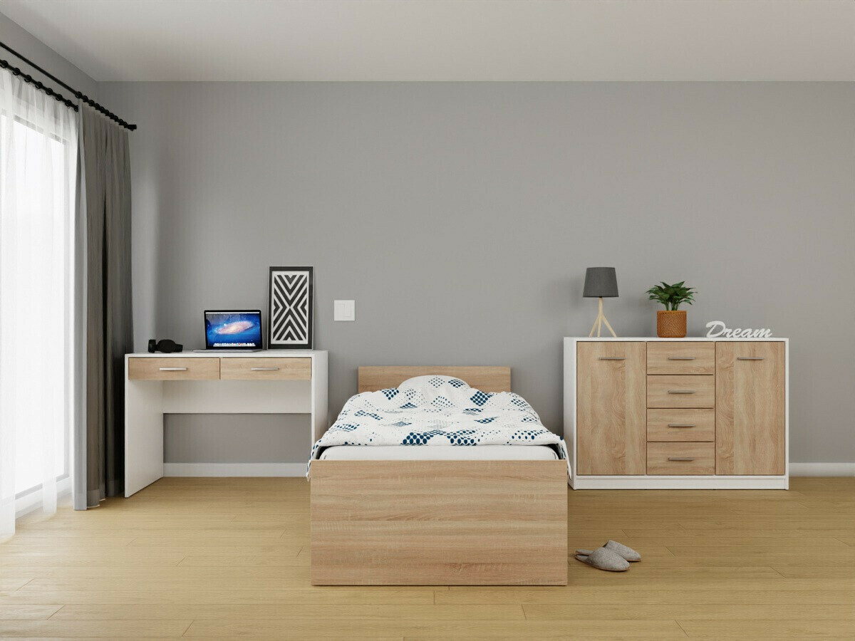 Schlafzimmer-Set Novsore 149 (Weiss + Sonoma-Eiche)