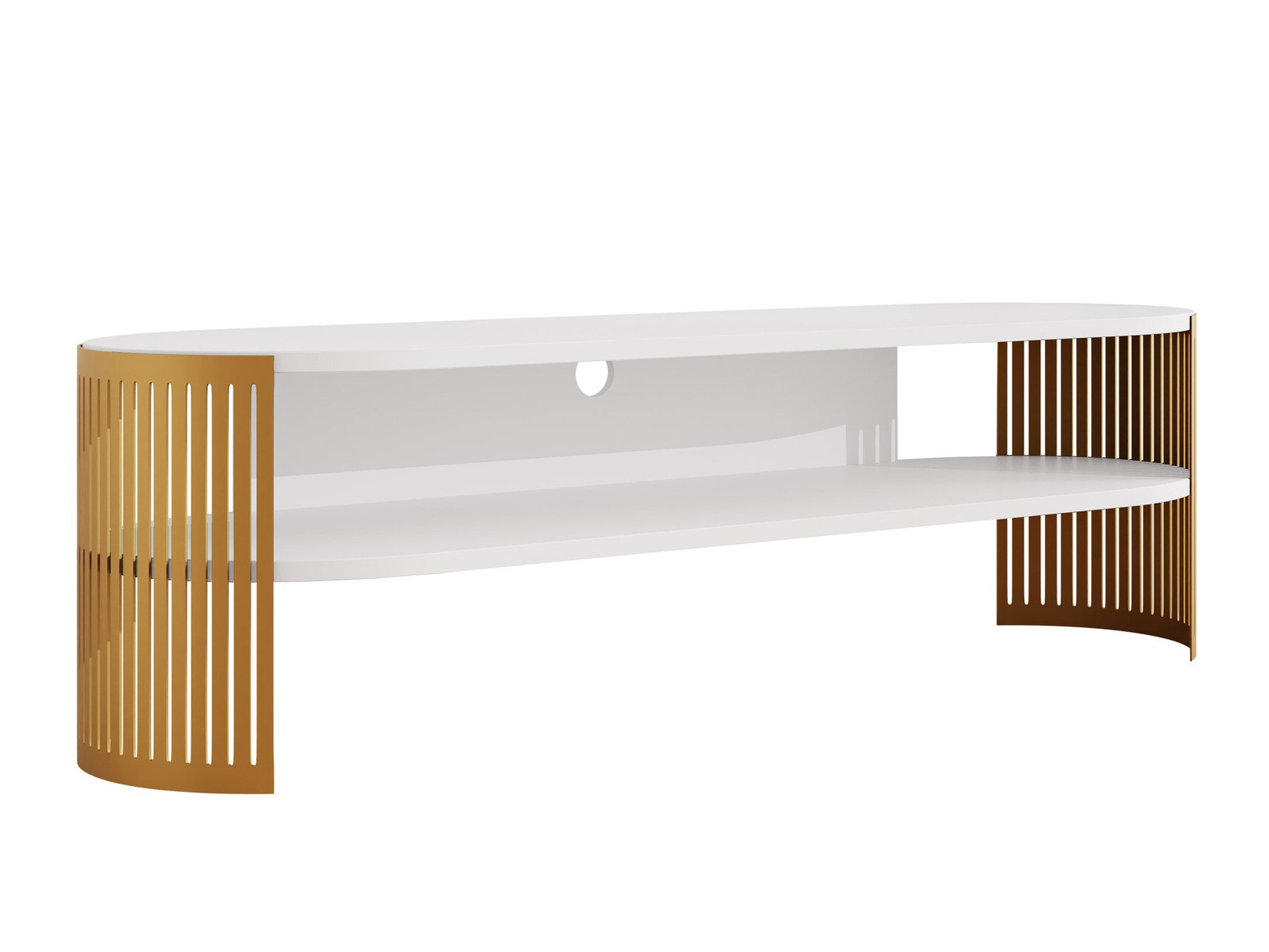 TV-Möbel Evanola 110 (Gold + Weiss)