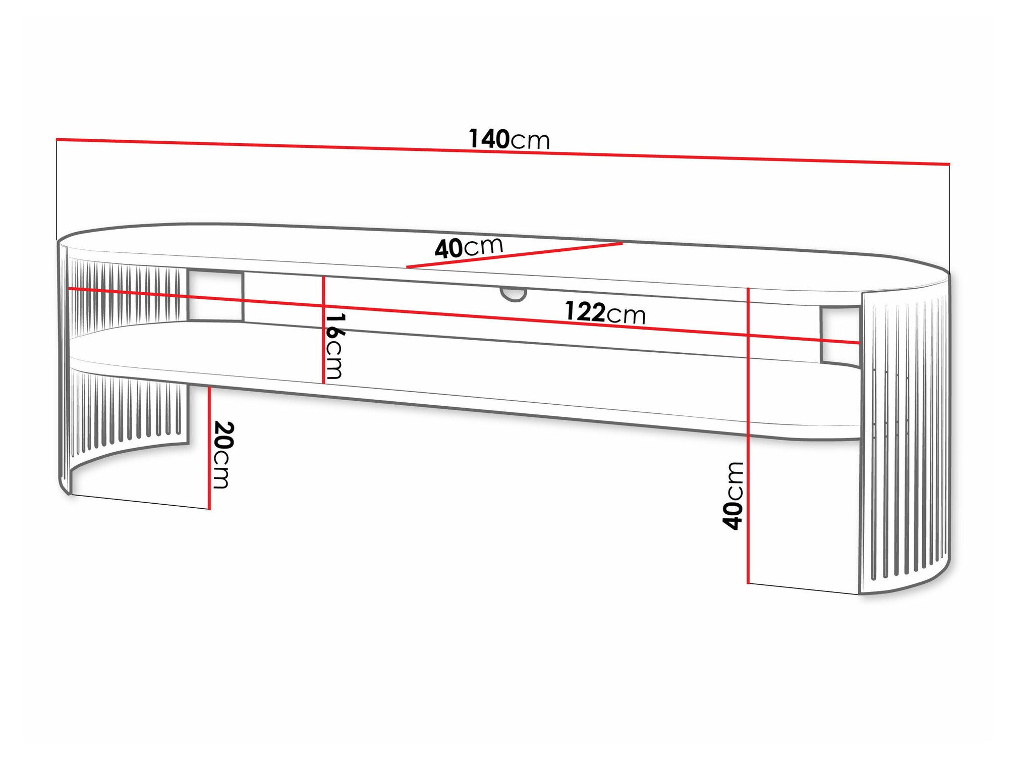 TV-Möbel Evanola 110 (Gold + Weiss)
