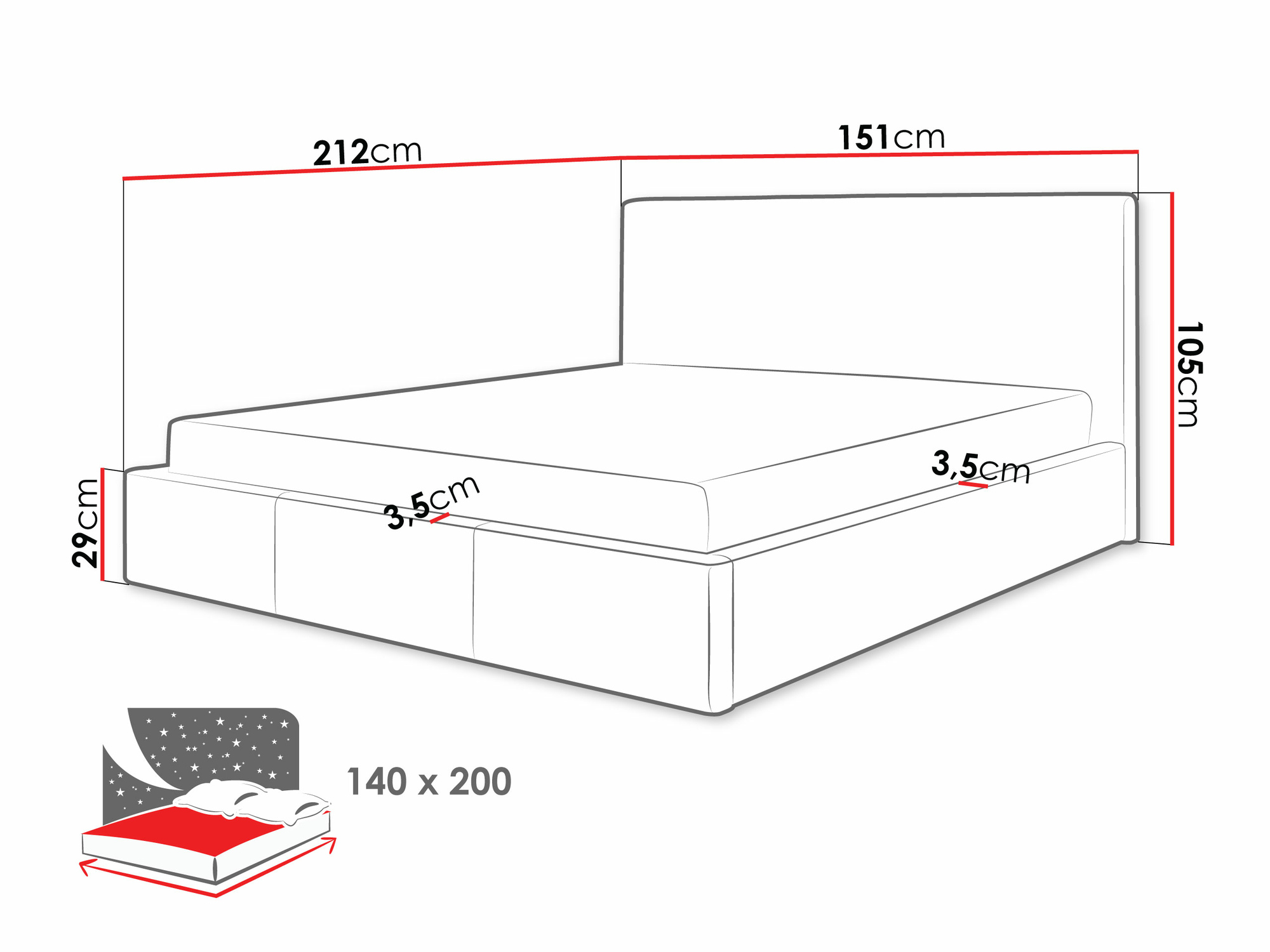Bett ComfiDream 124 (Inari 96)