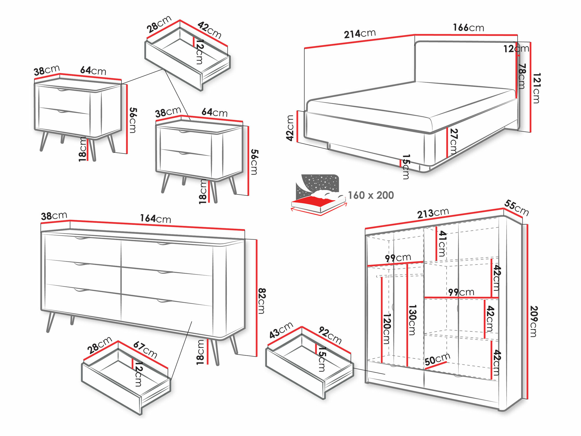 Schlafzimmer-Set Lectum