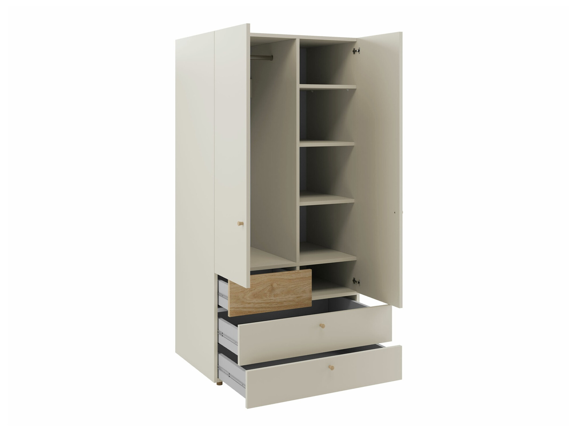 Kleiderschrank Domcali 101 (Coral + Eichenholzoptik)