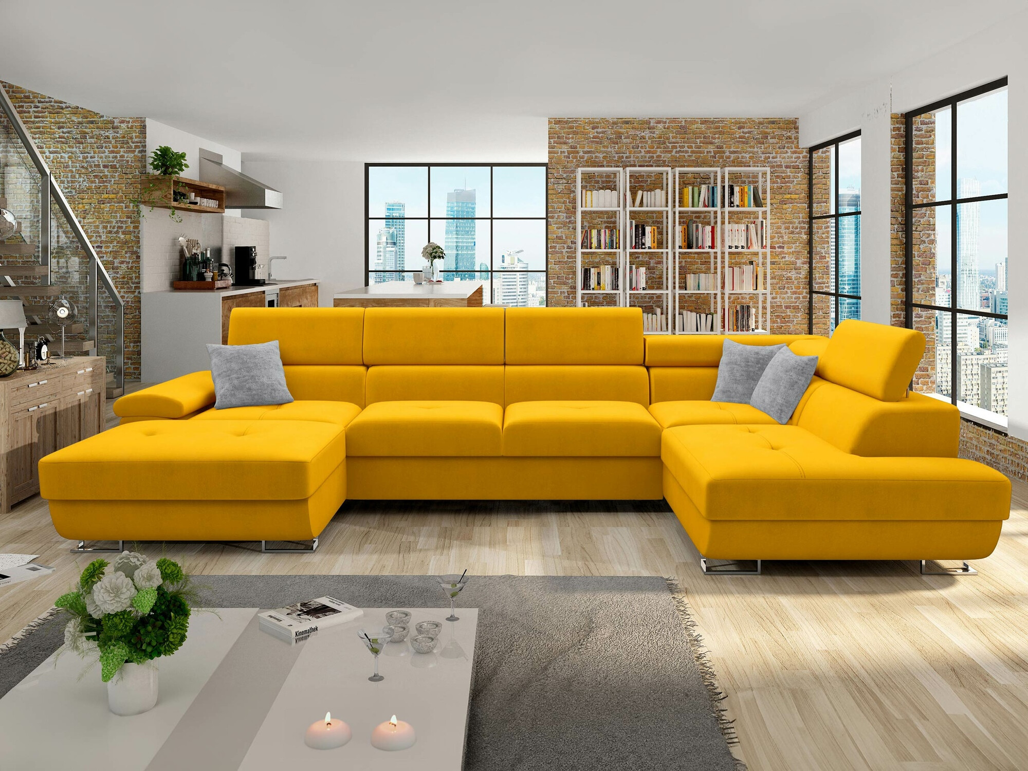 Ecksofa Comfivo Ruta VI (Venus Velvet 2916 + Miu 2059)