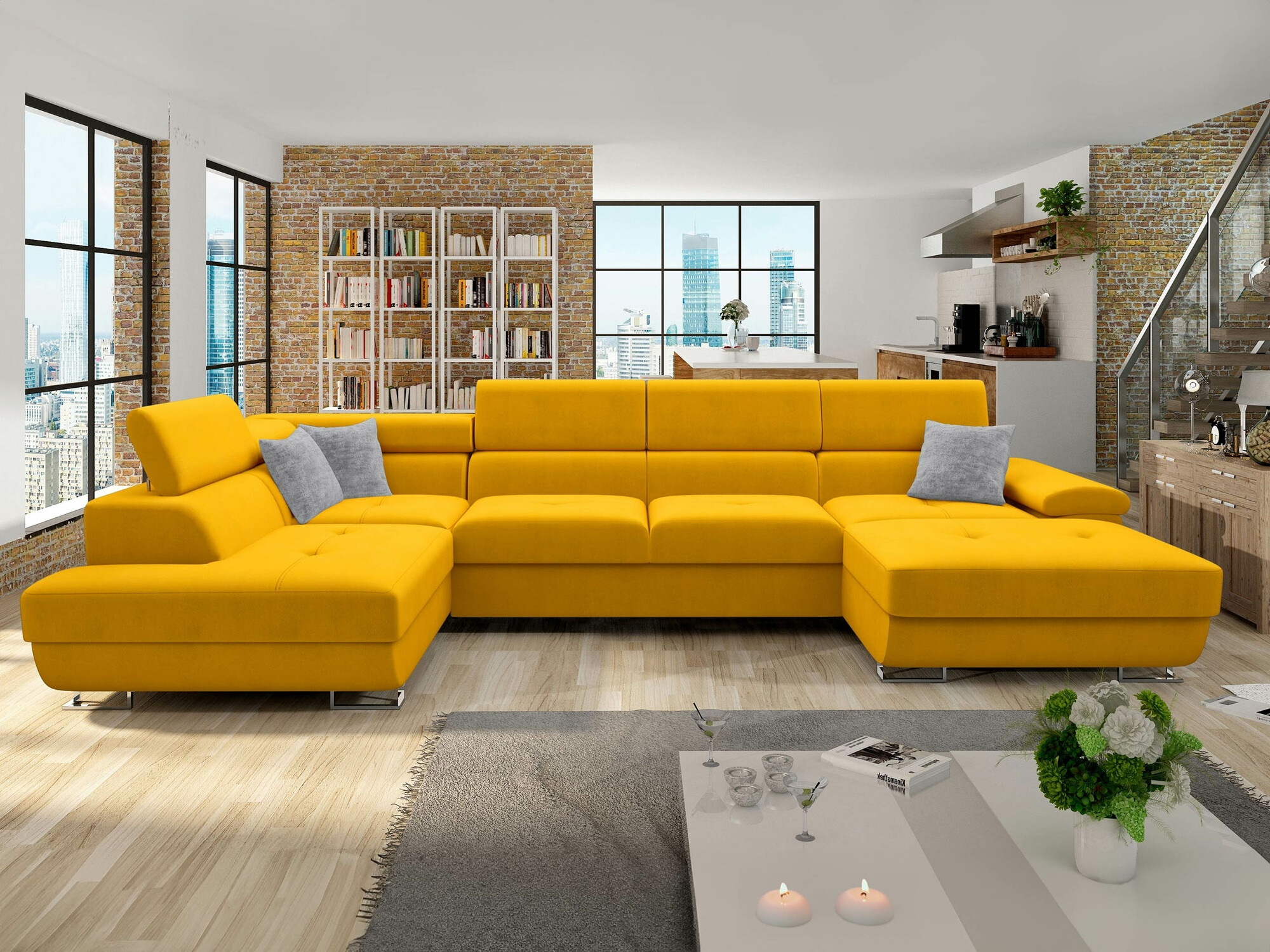 Ecksofa Comfivo Ruta VI (Venus Velvet 2916 + Miu 2059)