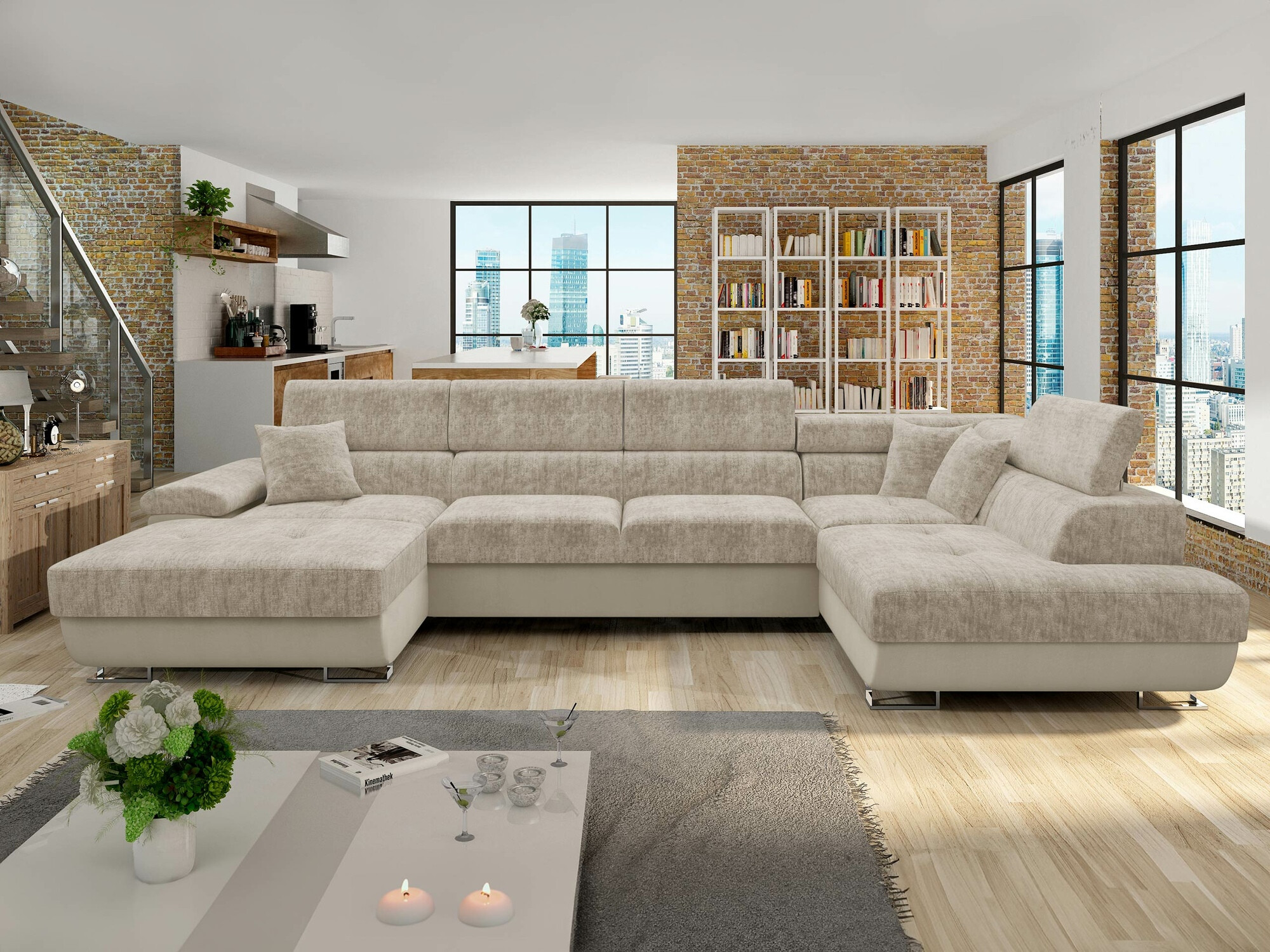Ecksofa Comfivo Ruta VI (Venus Velvet 2927 + Miu 2041)