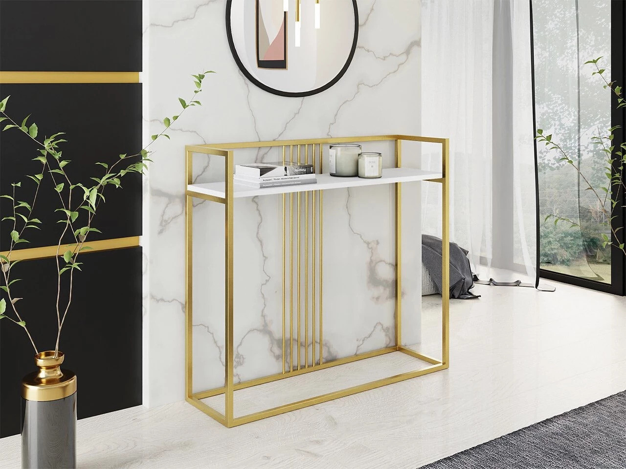 Konsolentisch Oswego 109 (Gold + Weiss)