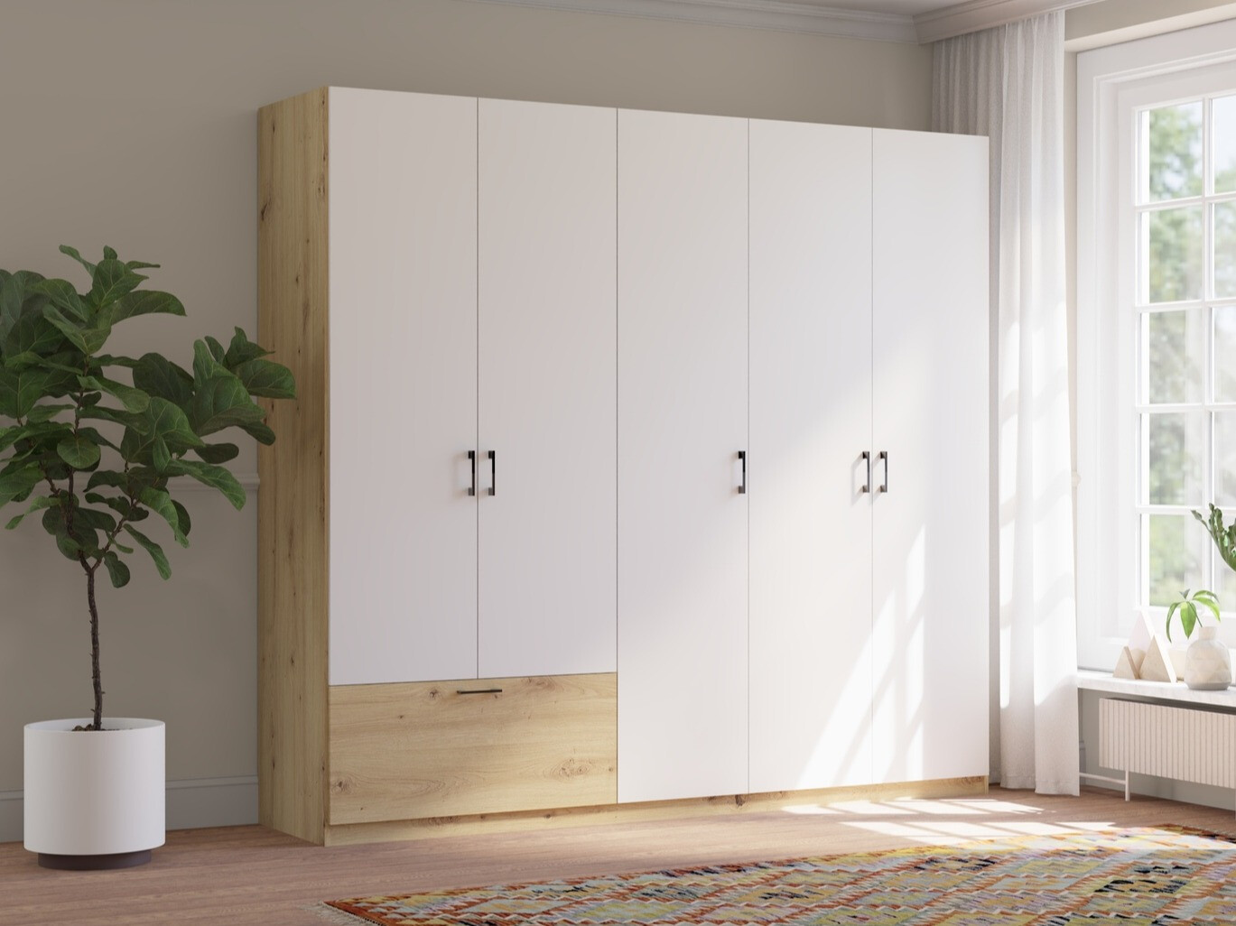 Kleiderschrank Bristol 249 (Artisan Eichenholzoptik + Weiss)