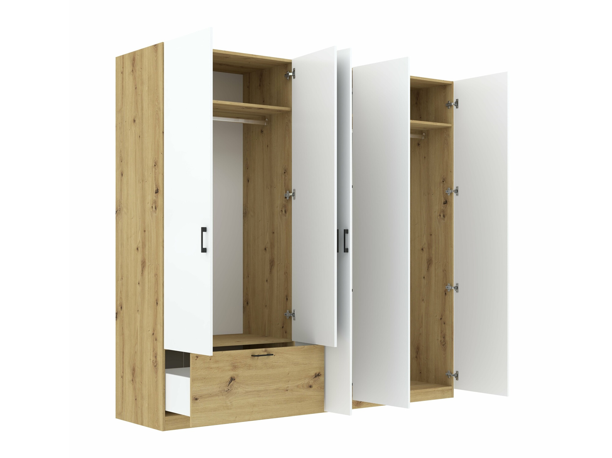 Kleiderschrank Bristol 249 (Artisan Eichenholzoptik + Weiss)