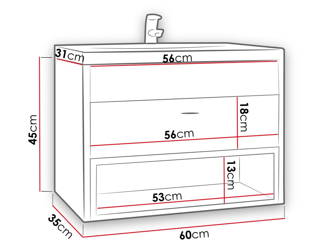 Wandhängender Waschtischunterschrank Velum (Artisan-Eiche + Schwarz)