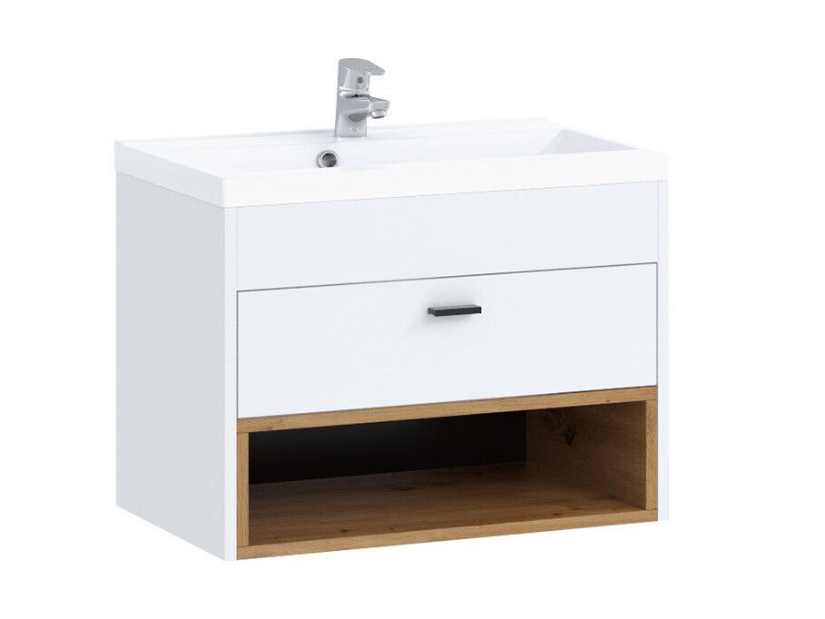Wandhängender Waschtischunterschrank Velum (Weiss + Artisan-Eiche)
