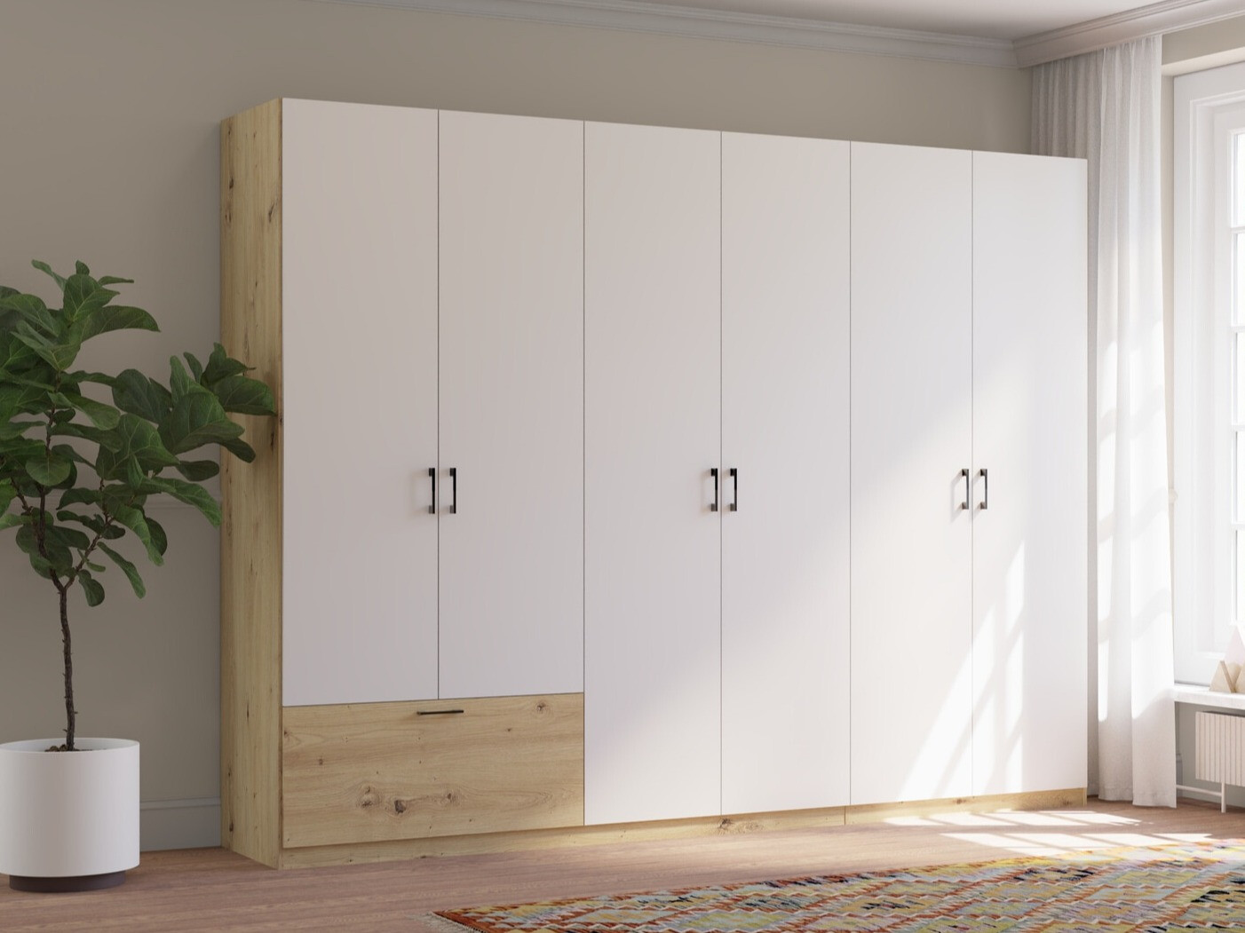 Kleiderschrank Bristol 250 (Artisan Eichenholzoptik + Weiss)